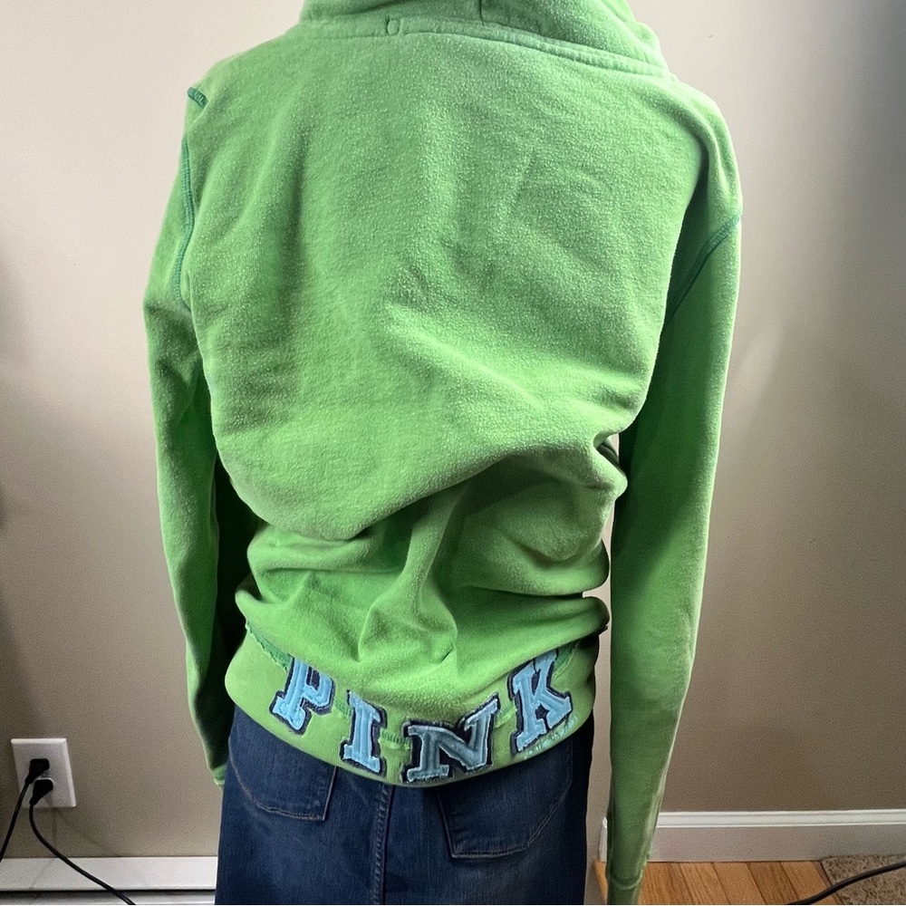 Vintage Y2K Lime Green Pink By Victoria’s Secret Hoodie Size Medium - Picture 6 of 7